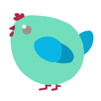 A mint and cerulean chicken