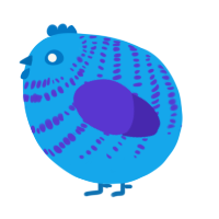 A sky and indigo chicken with a bar pattern