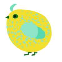 A yellow and mint chicken with a speckle pattern