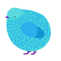 A aqua and sky chicken with a lace pattern