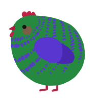 A viridian and indigo chicken with a bar pattern