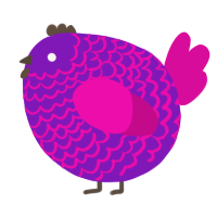 A violet and fuchsia chicken with a lace pattern