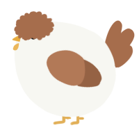 A white and brown chicken