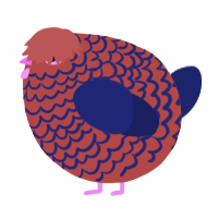 A red and navy chicken with a lace pattern