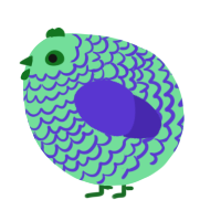 A spring and indigo chicken with a lace pattern