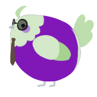 A violet and gluppy chicken with a head pattern