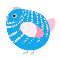 A sky and rose chicken with a bar pattern