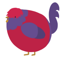 A crimson and overcast chicken with a head pattern
