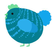 A sea and sky chicken with a bar pattern