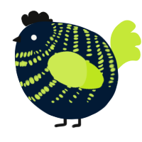 A tumblr and lime chicken with a bar pattern
