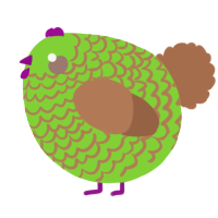 A grass and brown chicken with a lace pattern