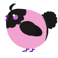 A pink and sable chicken with a head pattern
