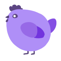A lilac and blurple chicken