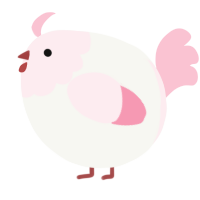 A white and rose chicken with a head pattern