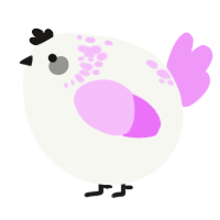 A white and lavender chicken with a neck-speckle pattern