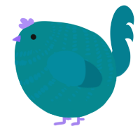 A teal and sea chicken with a bar pattern