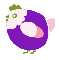 A violet and rose chicken with a head pattern