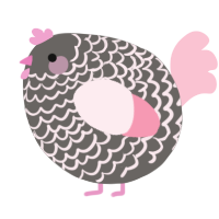A grey and rose chicken with a lace pattern