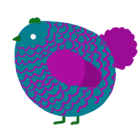 A sea and plum chicken with a lace pattern
