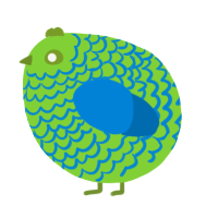 A grass and sapphire chicken with a lace pattern