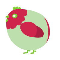 A gluppy and crimson chicken with a head pattern