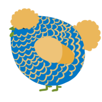 A sapphire and honey chicken with a lace pattern