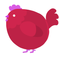 A crimson chicken with a head pattern