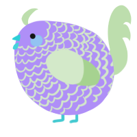 A lilac and gluppy chicken with a lace pattern