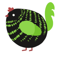A sable and grass chicken with a bar pattern