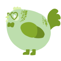 A gluppy and chartreuse chicken with a neck-band pattern