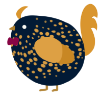 A tumblr and orange chicken with a speckle pattern