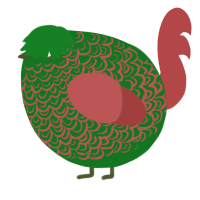 A leaf and red chicken with a double-lace pattern