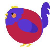 A crimson and indigo chicken with a head pattern