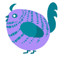 A lilac and sea chicken with a bar pattern