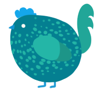 A sea and turquoise chicken with a speckle pattern