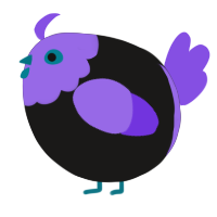A sable and blurple chicken with a head pattern