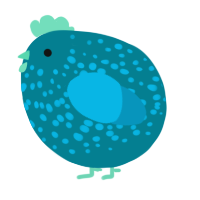 A sea and cerulean chicken with a speckle pattern