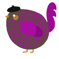 A bark and plum chicken with a lace pattern
