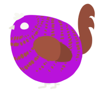 A amethyst and russet chicken with a bar pattern