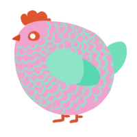 A pink and mint chicken with a lace pattern