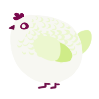 A white and apple chicken with a half-lace pattern