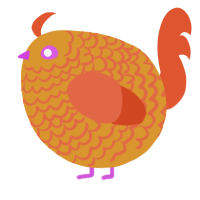 A orange and vermilion chicken with a lace pattern