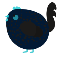 A tumblr and sable chicken with a speckle pattern