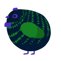 A tumblr and leaf chicken with a bar pattern