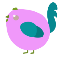 A lavender and teal chicken
