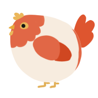 A cream and vermilion chicken with a head pattern