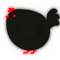 A black chicken with a lace pattern