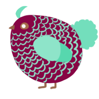 A maroon and mint chicken with a lace pattern