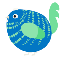 A sapphire and spring chicken with a bar pattern