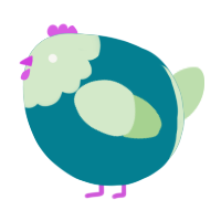 A sea and gluppy chicken with a head pattern